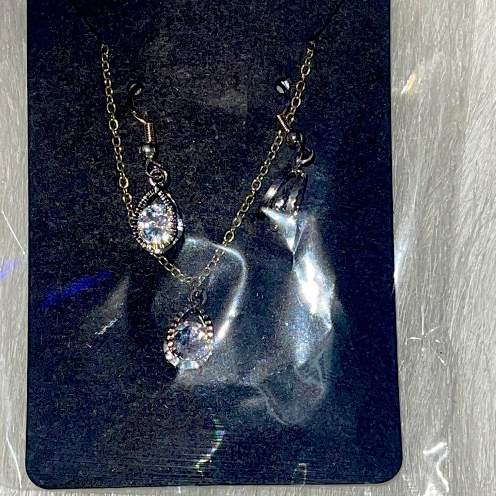 Homemade silver Diamond Necklace and Earring Set